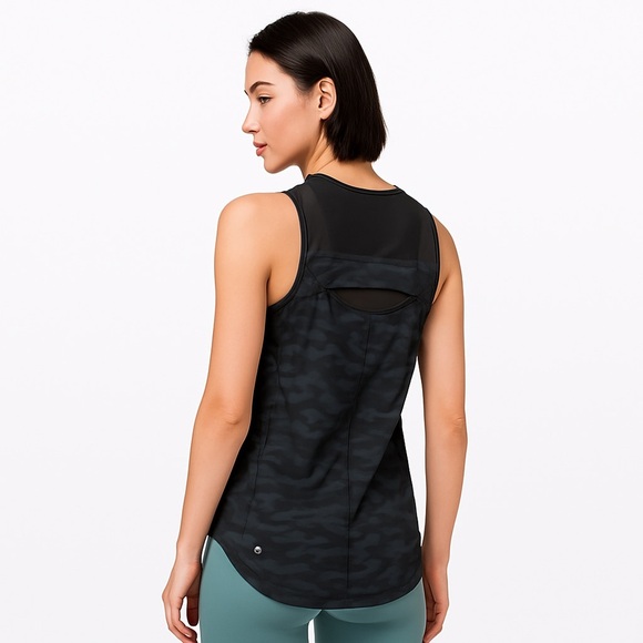 Lululemon Sculpt Tank Mesh Training Top Sequoia Camo Black Size 6 Athleisure - Picture 8 of 14